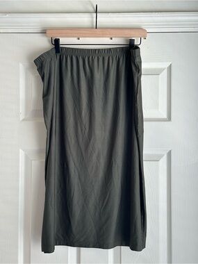 Slinky Brand Olive Midi Skirt with Elastic Waistband